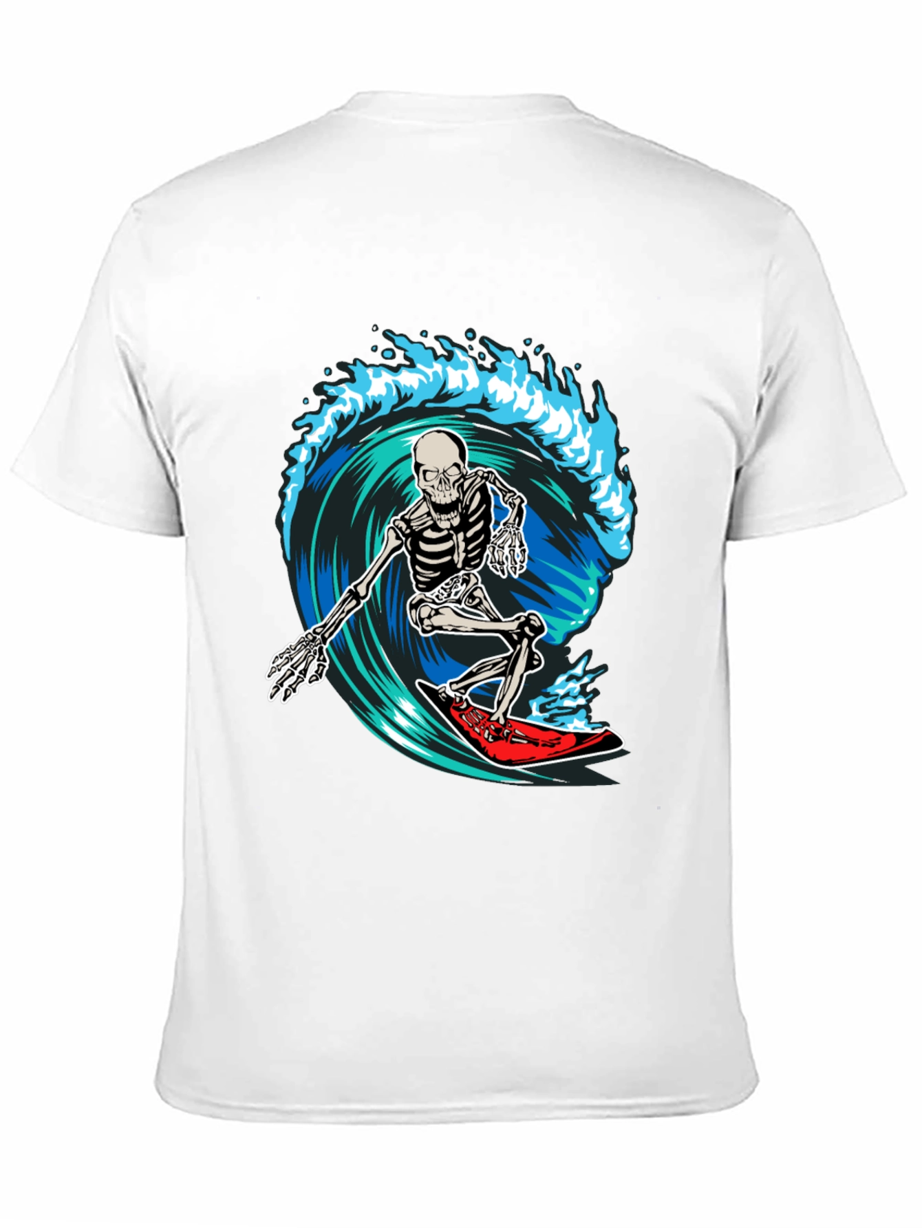Skeleton Surfing Wave Graphic T-Shirt