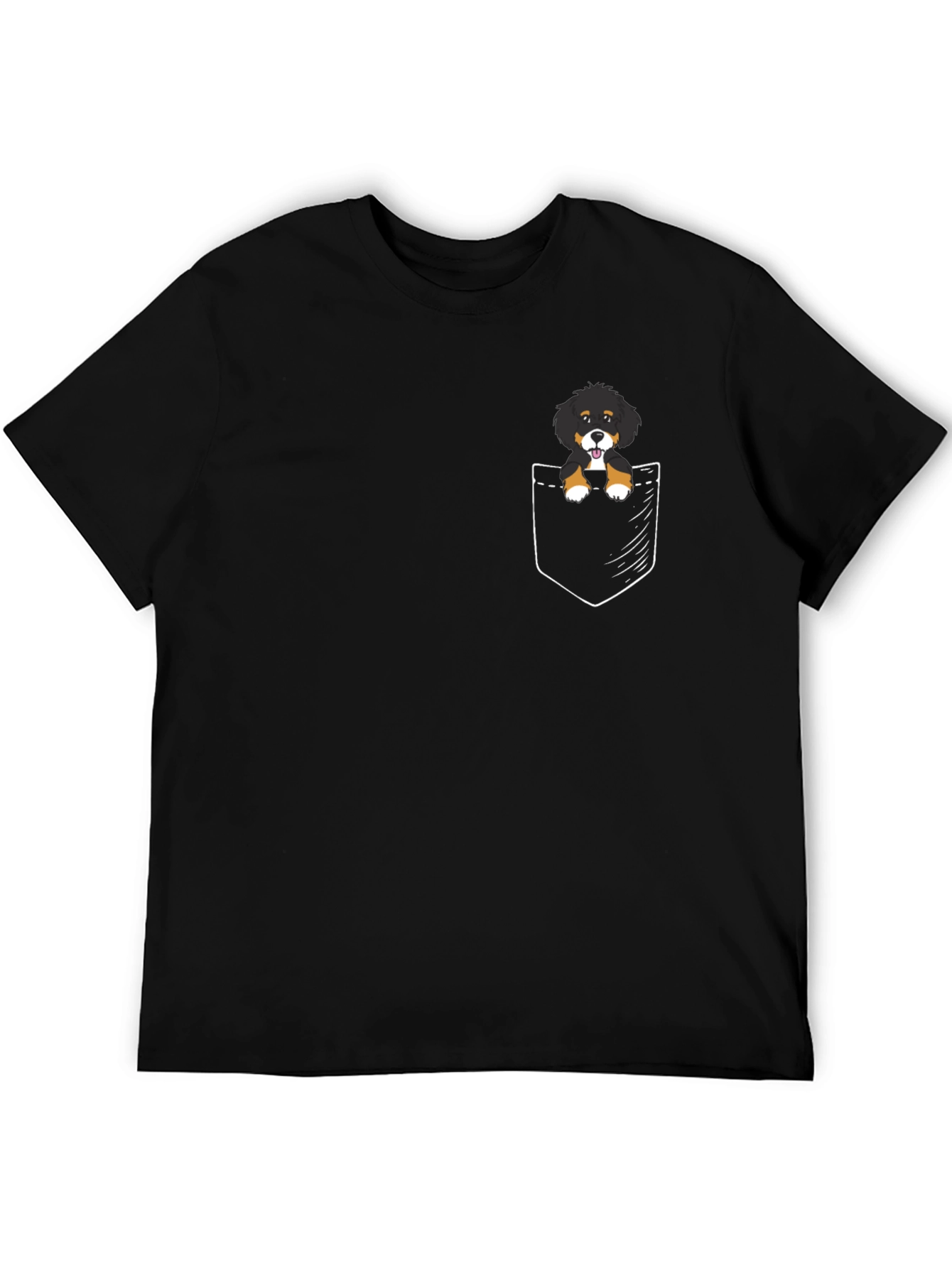 Cute Dog in Pocket Black T-Shirt
