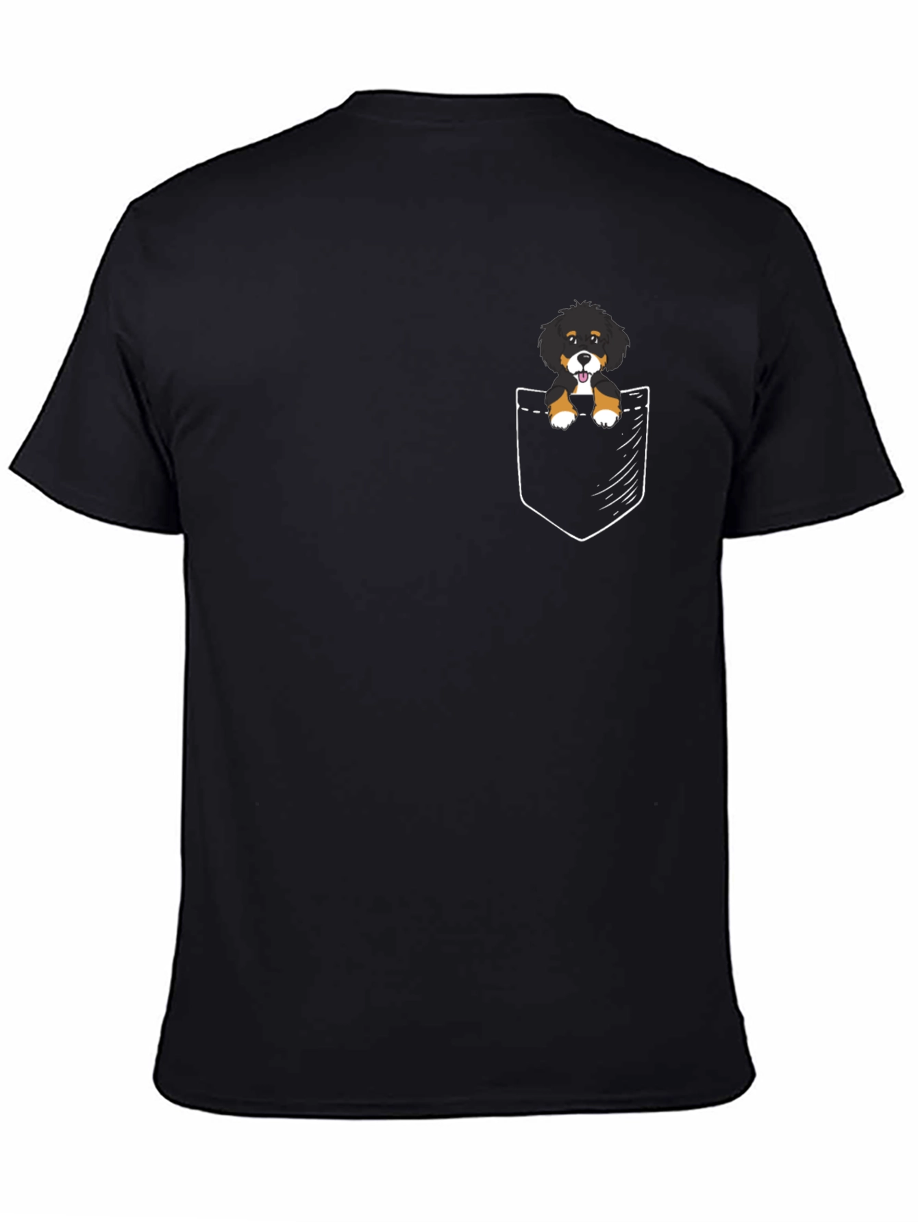Cute Dog in Pocket Black T-Shirt
