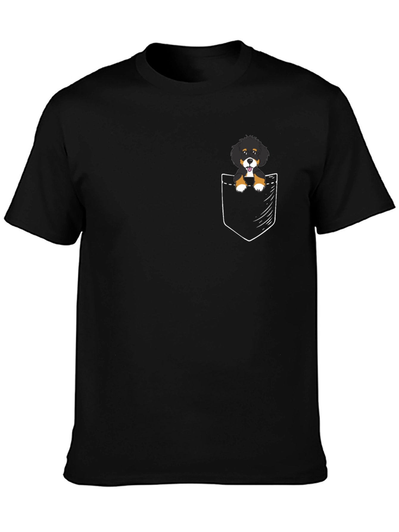 Cute Dog in Pocket Black T-Shirt