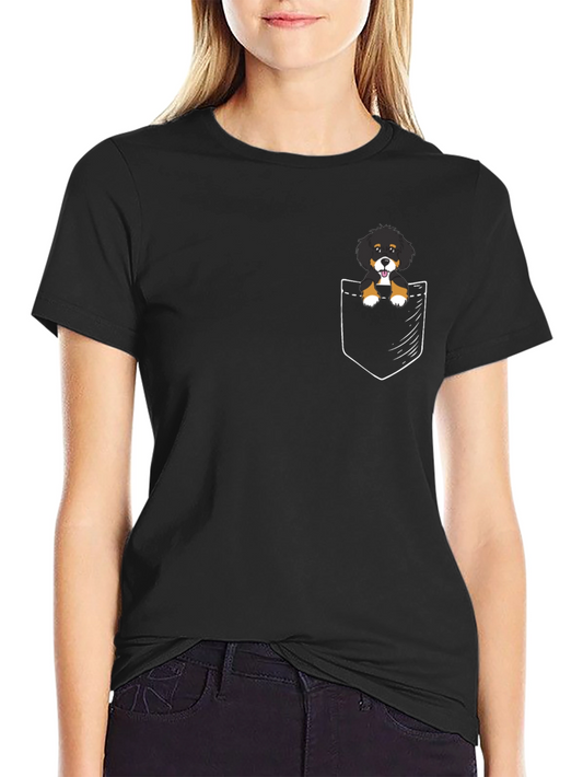 Cute Dog in Pocket Black T-Shirt