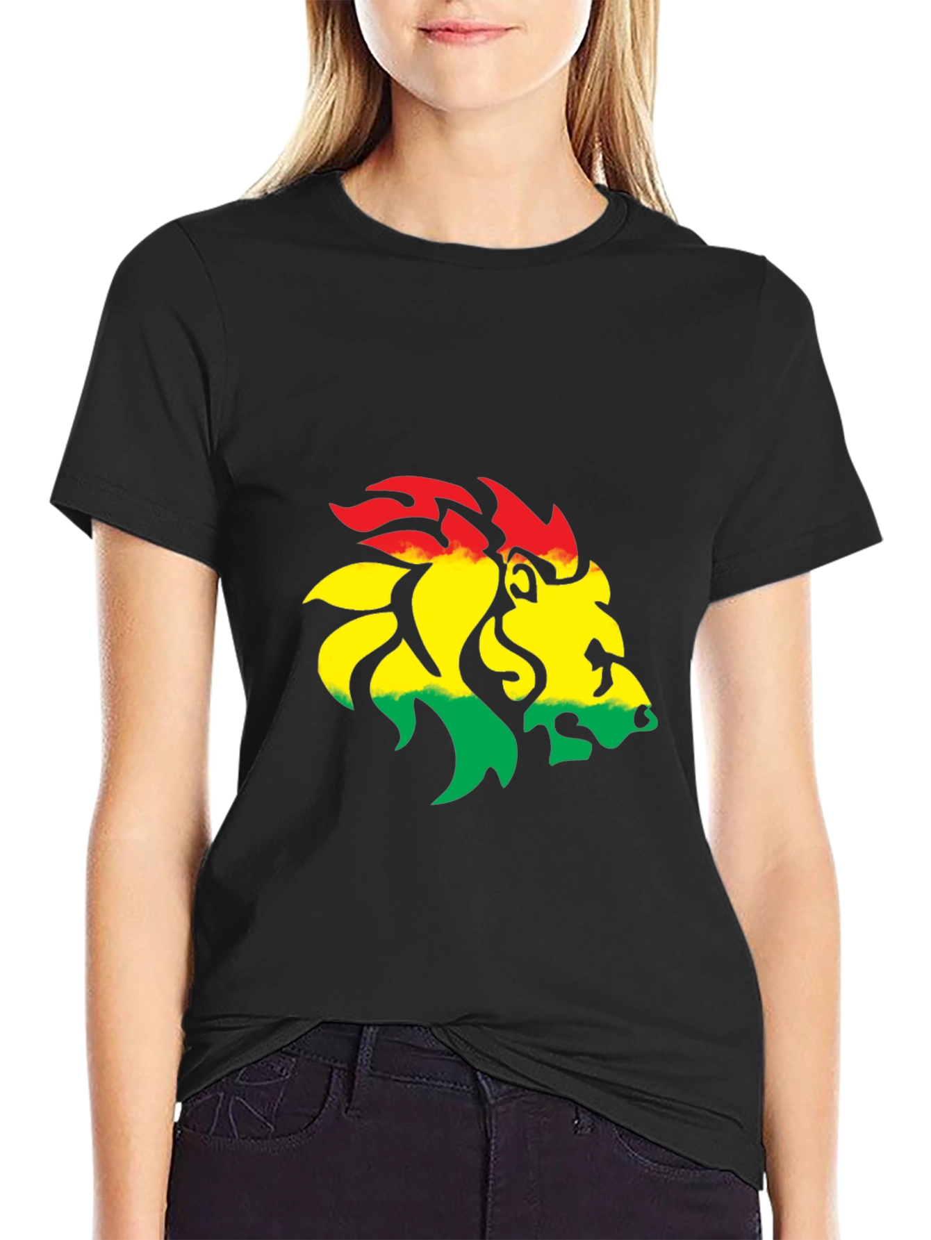 Rasta Lion Graphic Tee - Black Cotton Blend