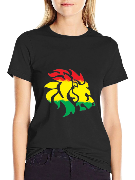 Rasta Lion Graphic Tee - Black Cotton Blend
