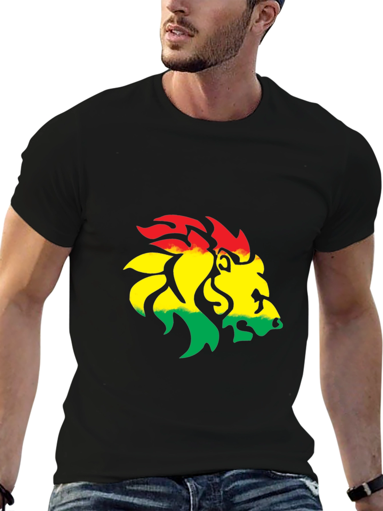 Rasta Lion Graphic Tee - Black Cotton Blend