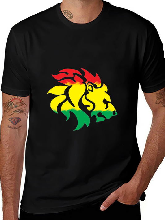 Rasta Lion Graphic Tee - Black Cotton Blend