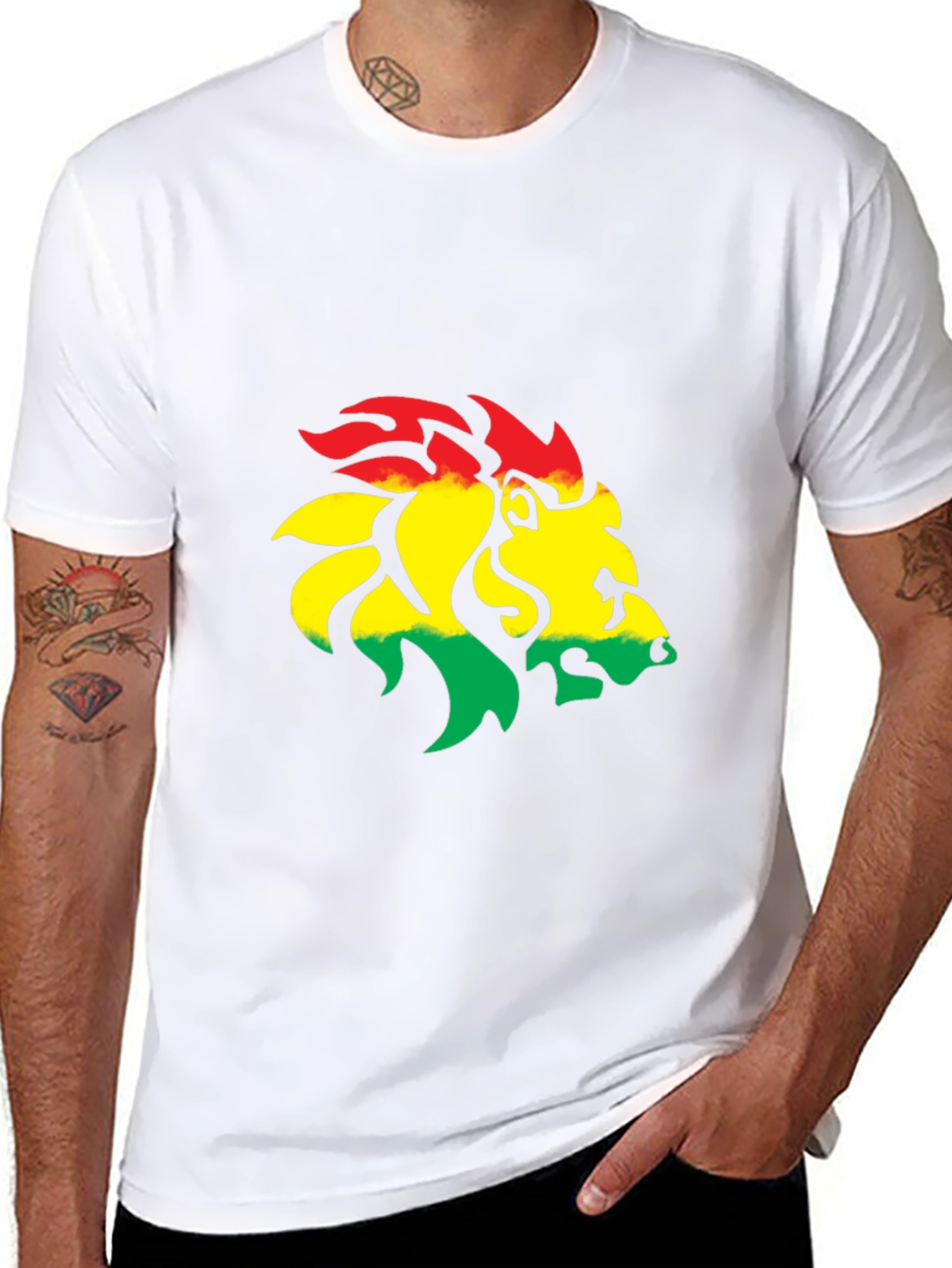 Rasta Lion Graphic Tee - Black Cotton Blend