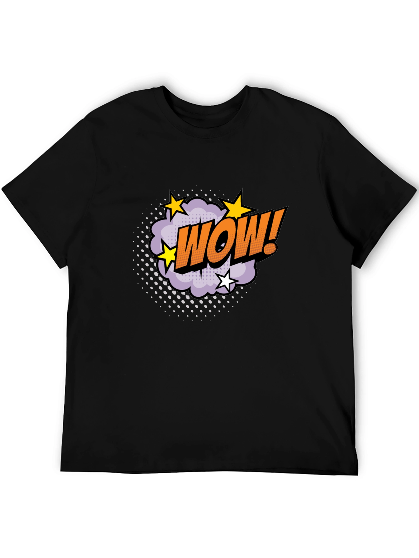WOW! Graphic Tee - Comic Book Style Black T-Shirt