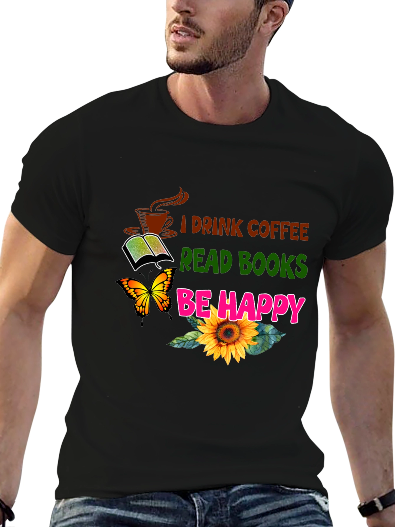 Coffee Books Happy T-Shirt