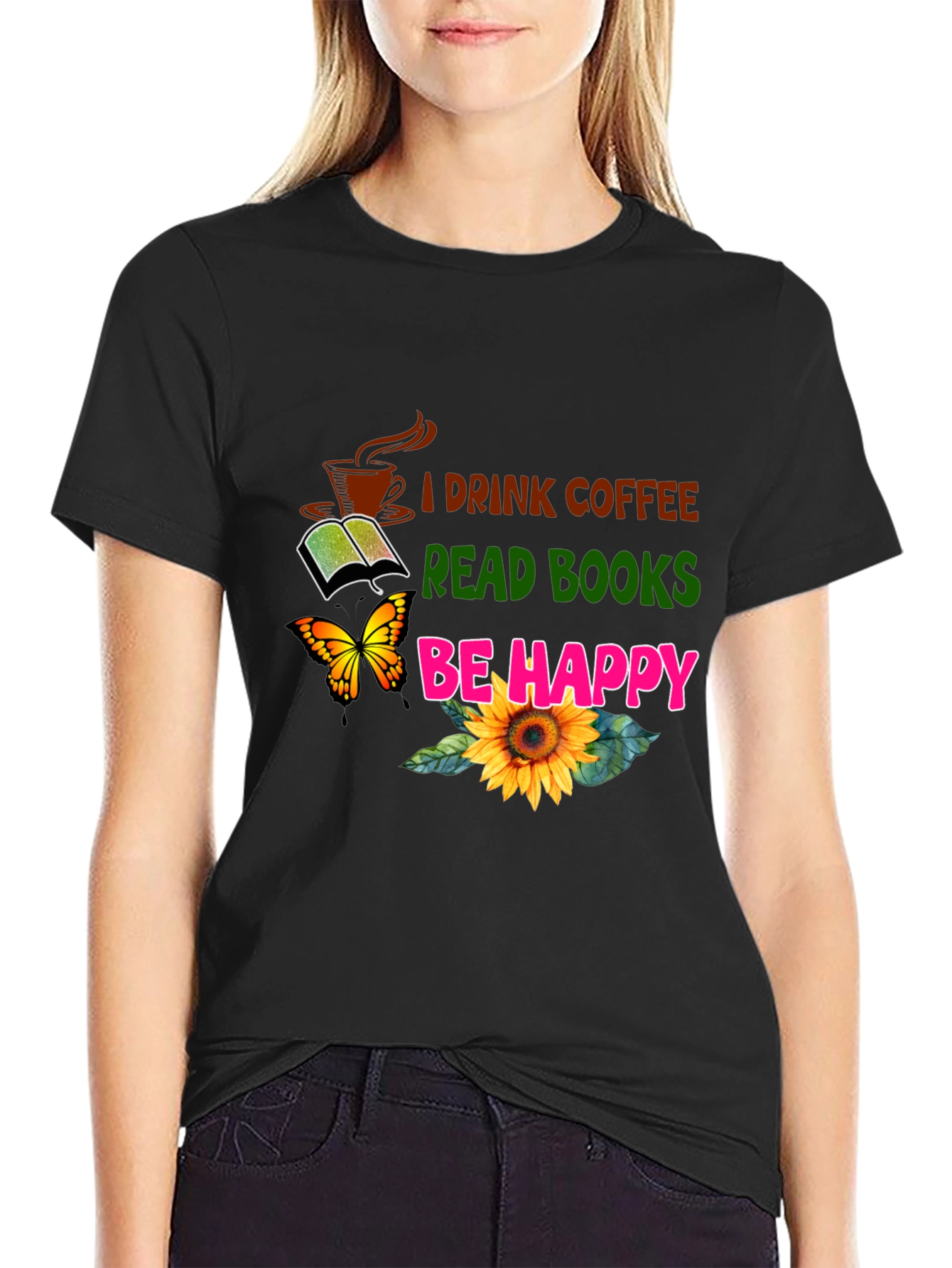 Coffee Books Happy T-Shirt