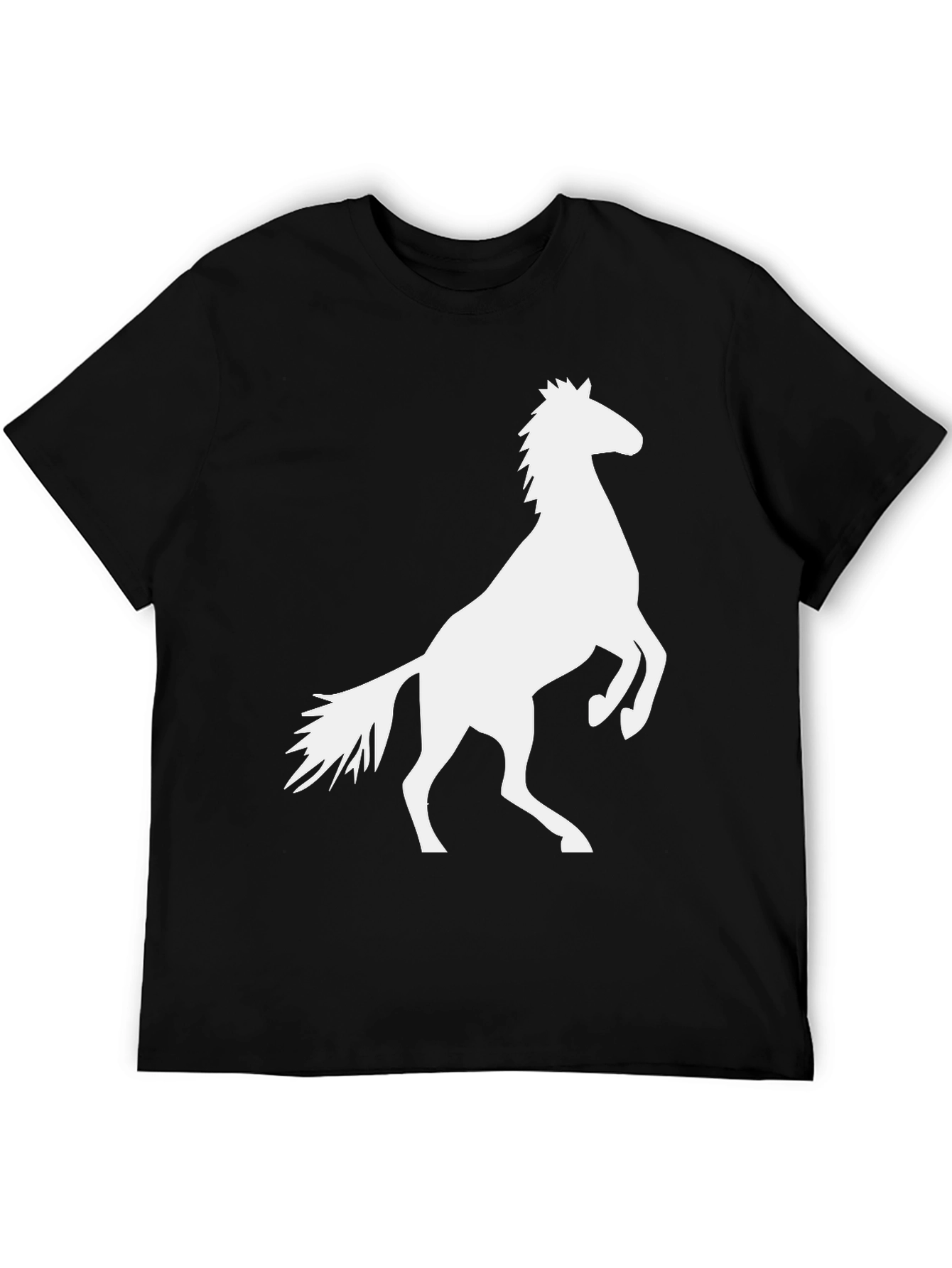 Black T-Shirt with White Horse Graphic