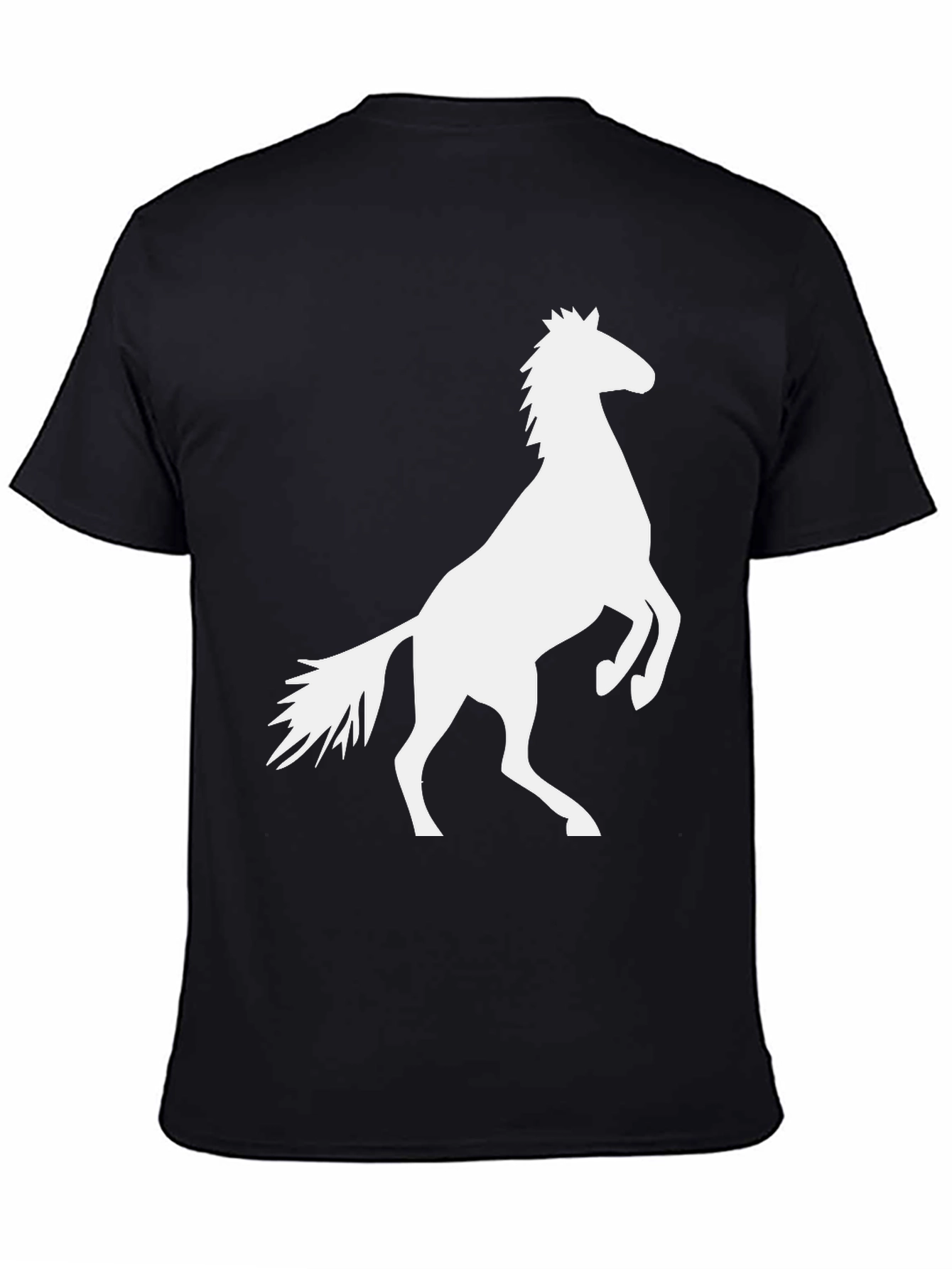 Black T-Shirt with White Horse Graphic