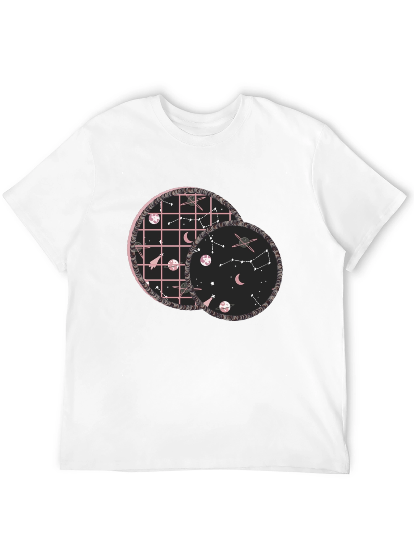 Celestial Circles Graphic Tee - Black Cotton Comfort