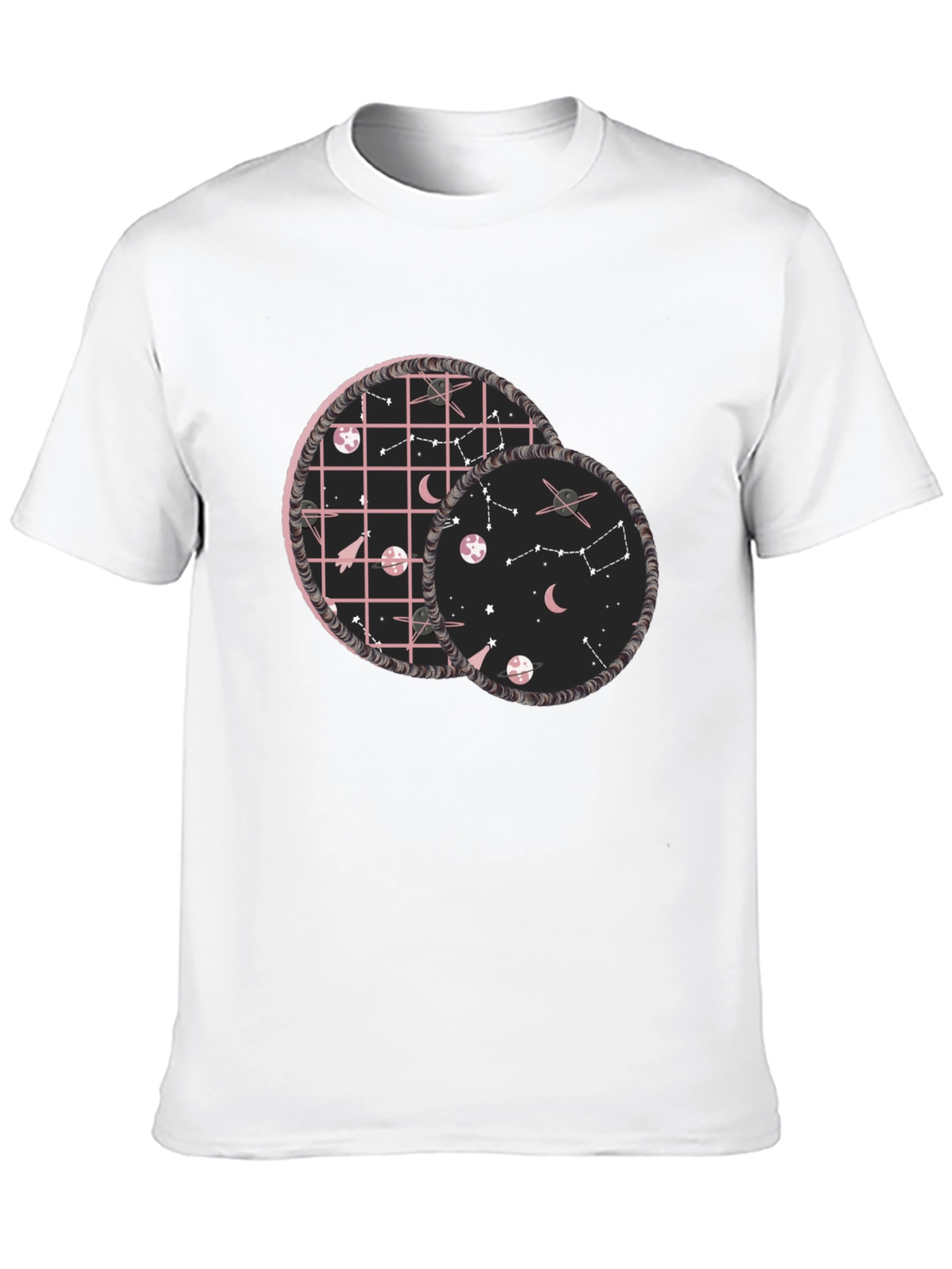 Celestial Circles Graphic Tee - Black Cotton Comfort