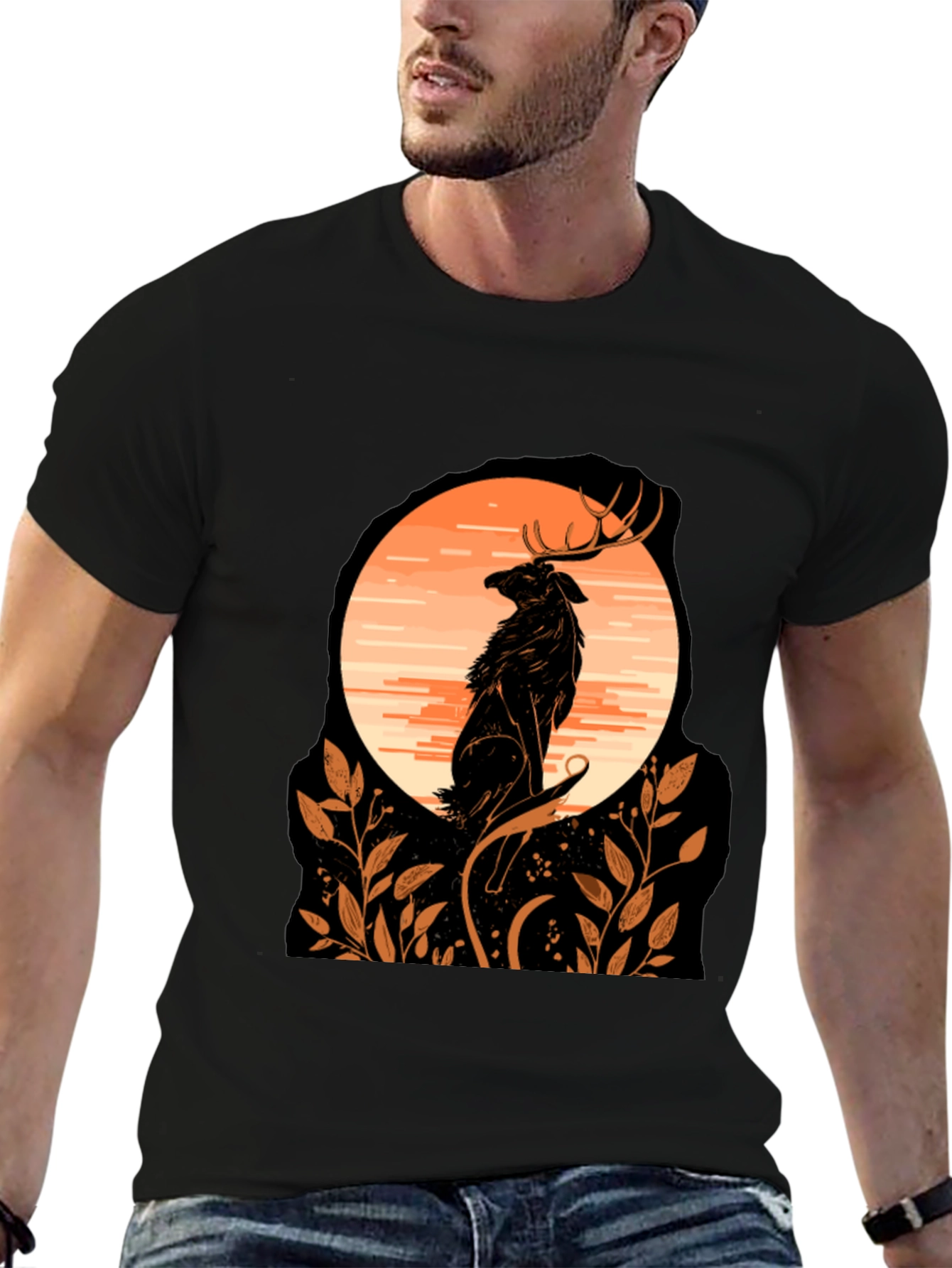 Wildlife Sunset Graphic Tee - Black