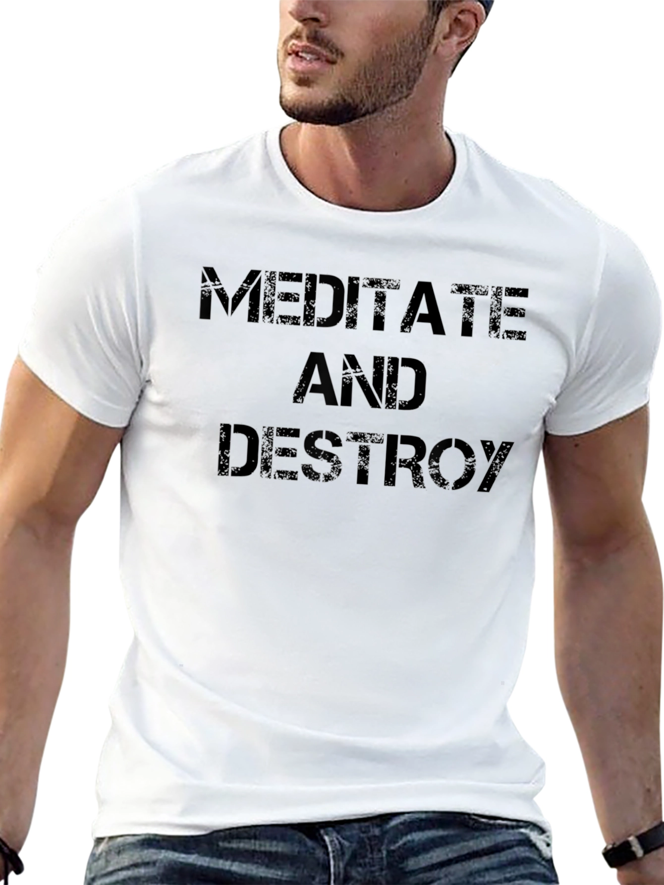 Meditate and Destroy Mens Black T-Shirt