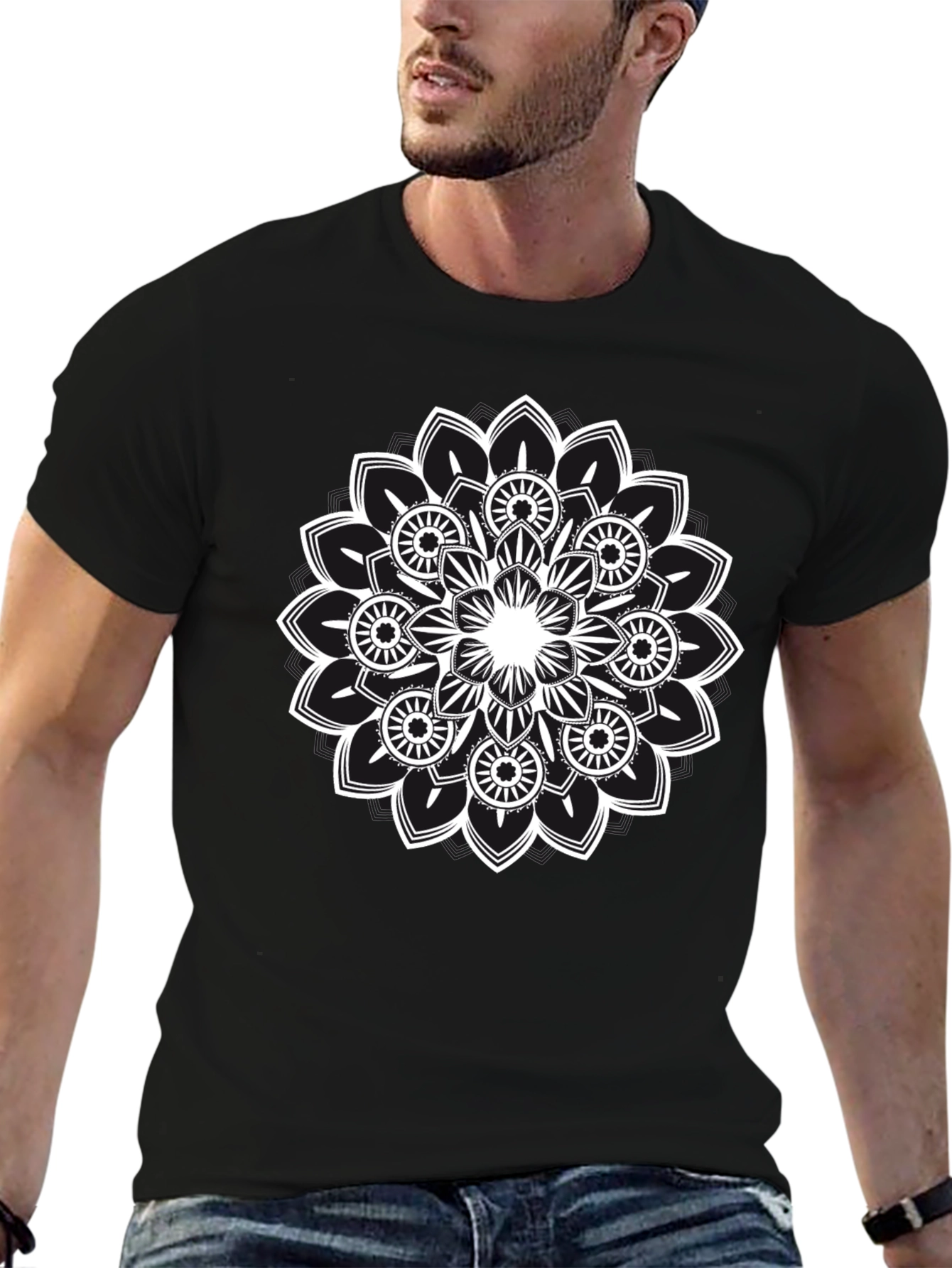 Mandala Graphic Tee - Black Cotton Comfort