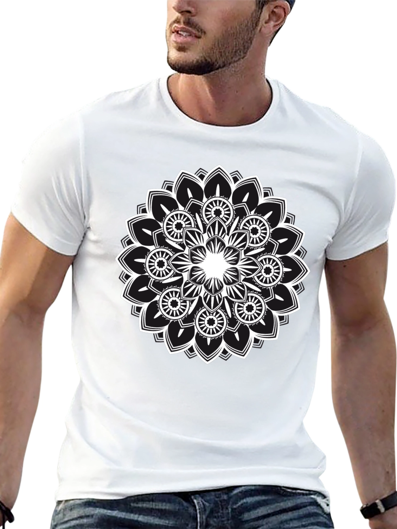 Mandala Graphic Tee - Black Cotton Comfort