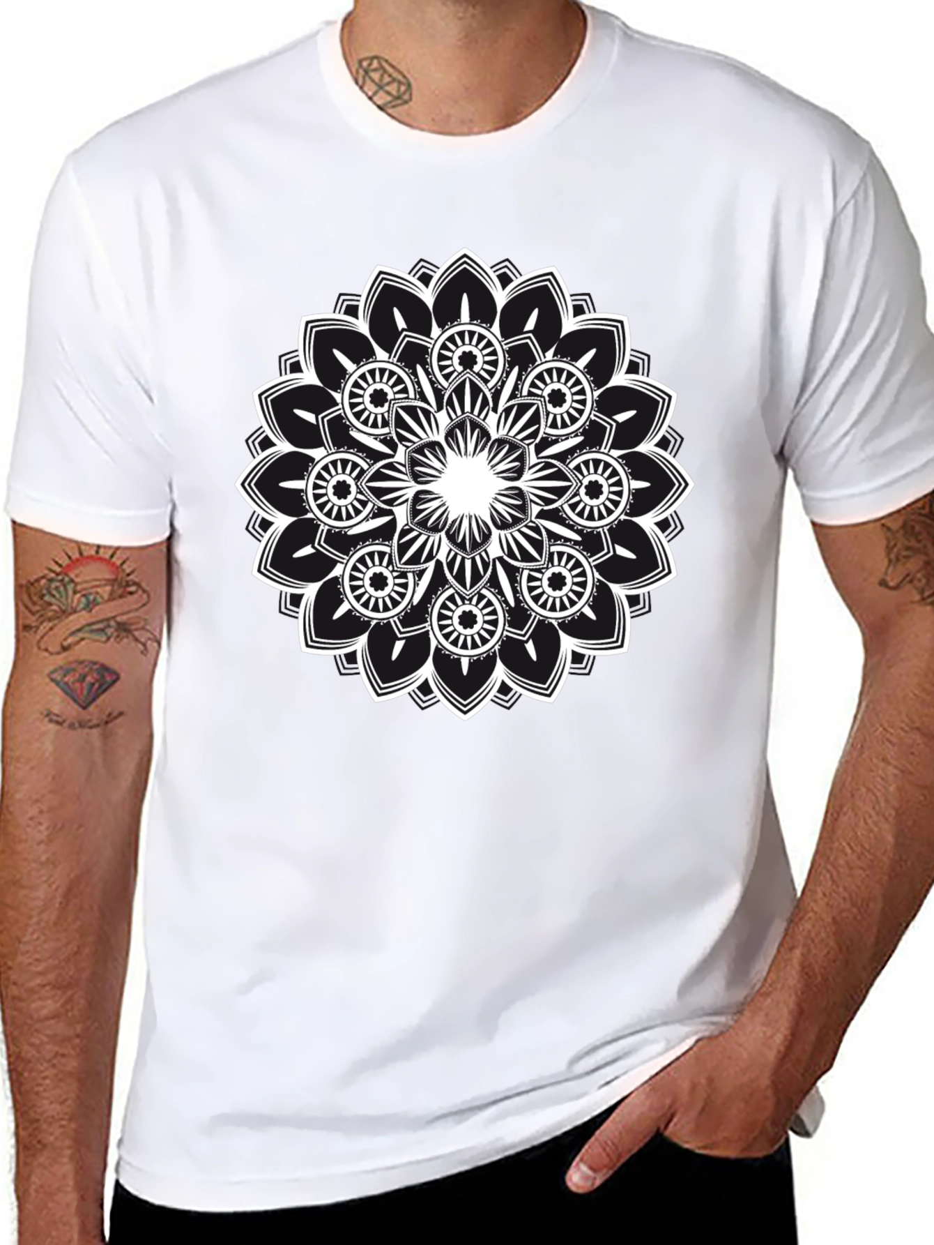 Mandala Graphic Tee - Black Cotton Comfort