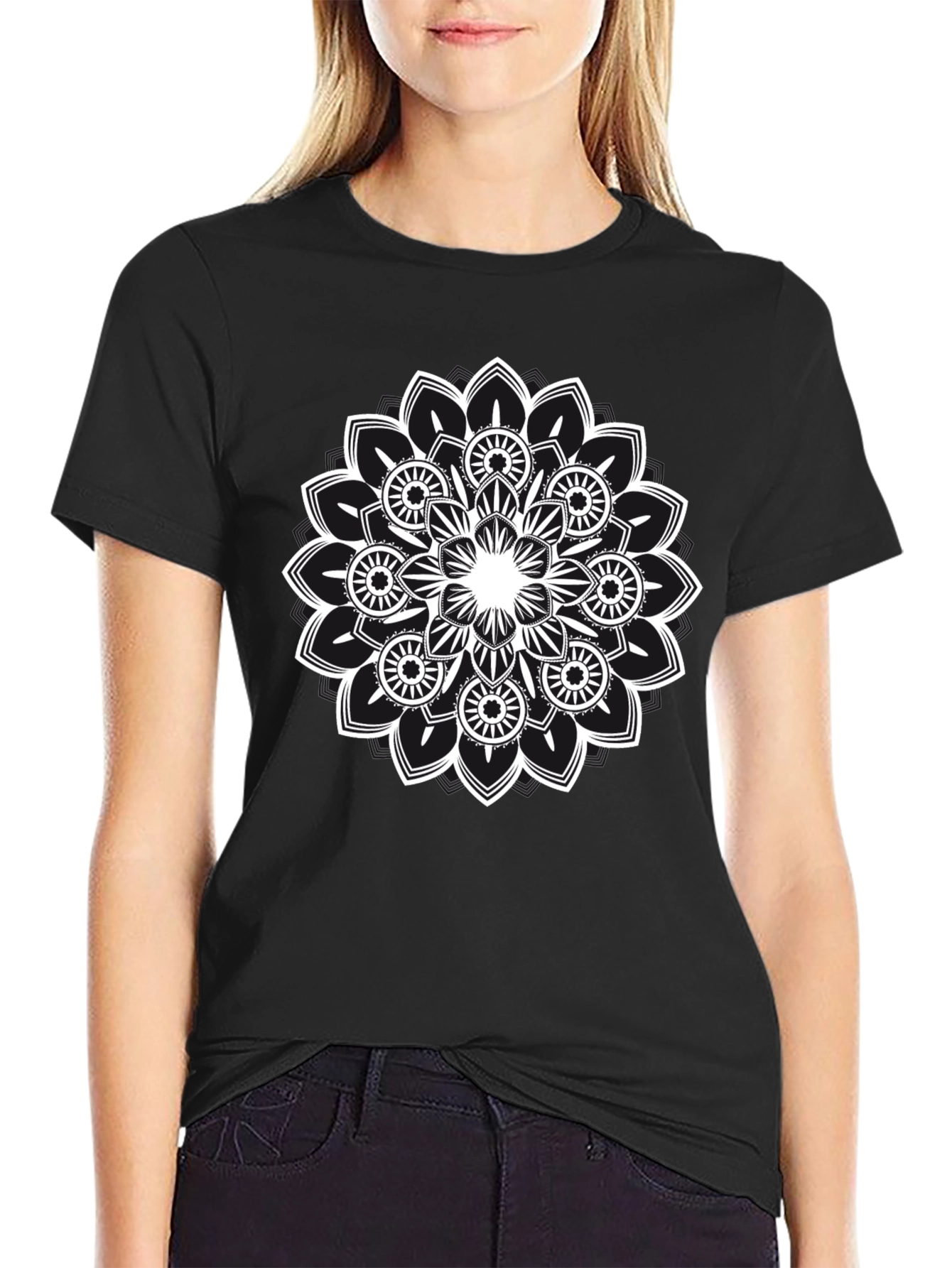 Mandala Graphic Tee - Black Cotton Comfort