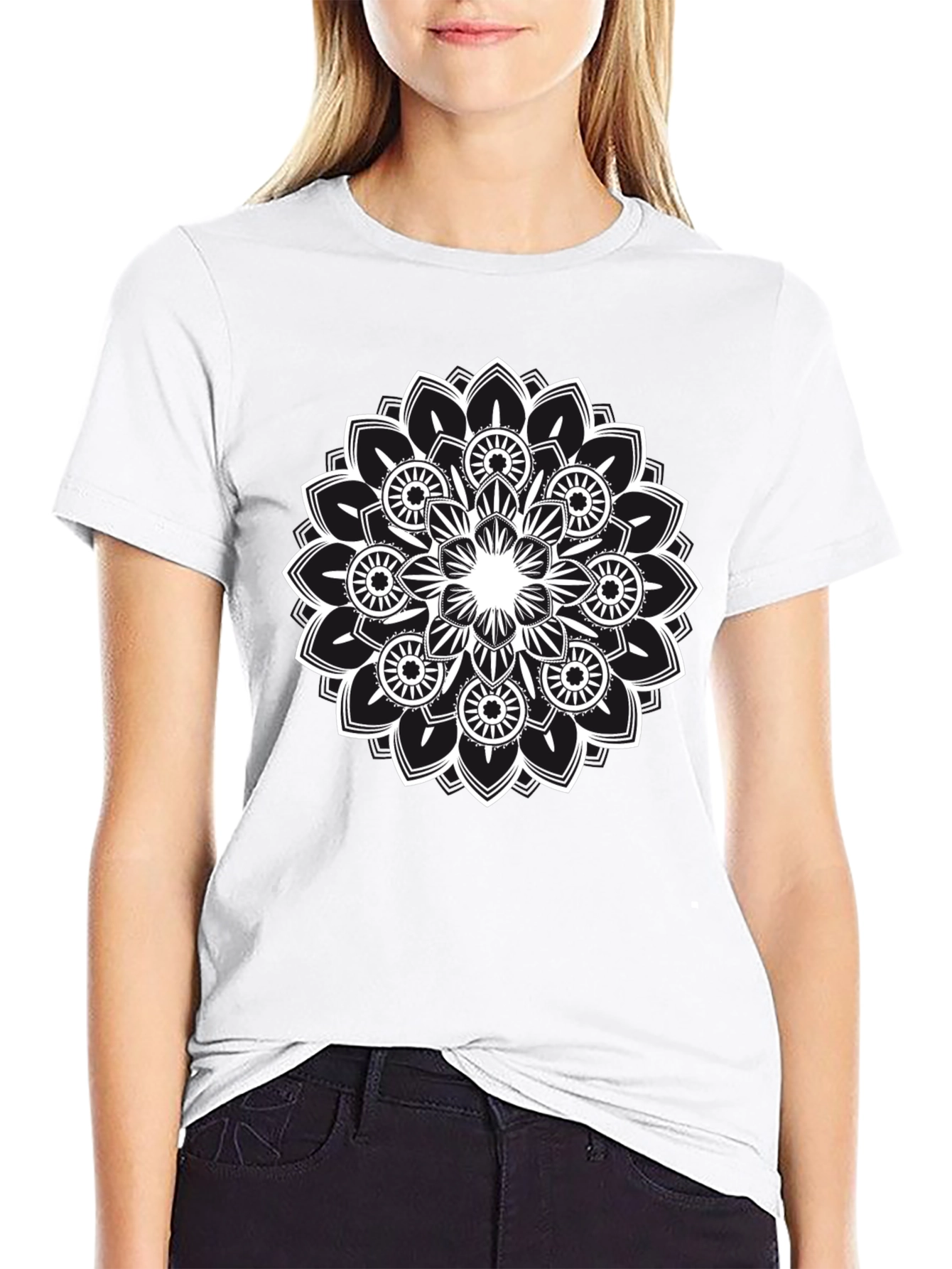 Mandala Graphic Tee - Black Cotton Comfort