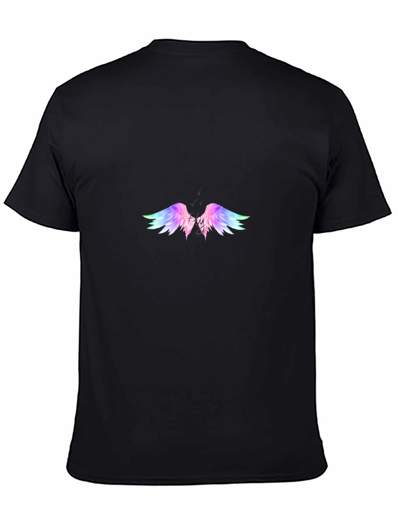 Rainbow Wings Graphic Black T-Shirt