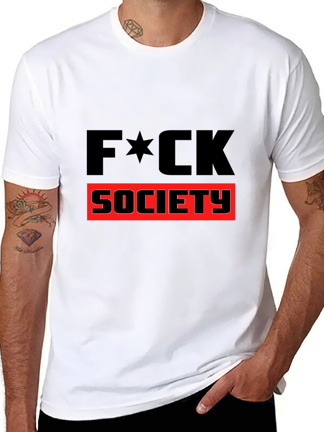 Edgy F*CK SOCIETY Graphic Print Black T-Shirt