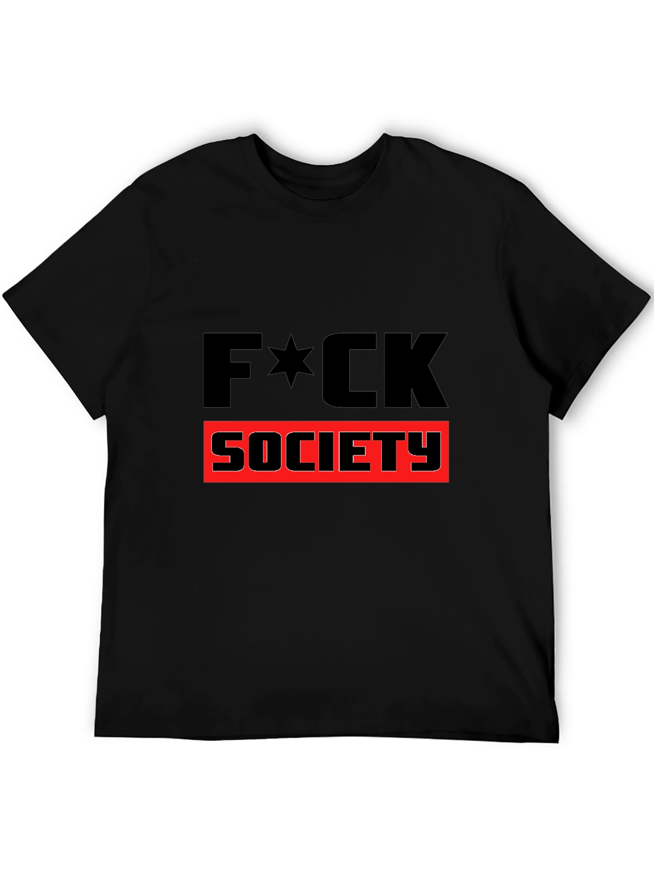Edgy F*CK SOCIETY Graphic Print Black T-Shirt