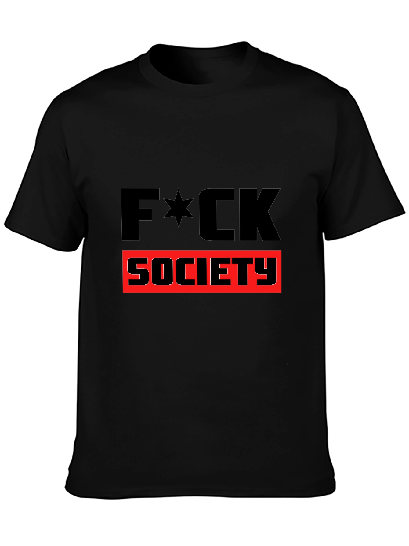 Edgy F*CK SOCIETY Graphic Print Black T-Shirt