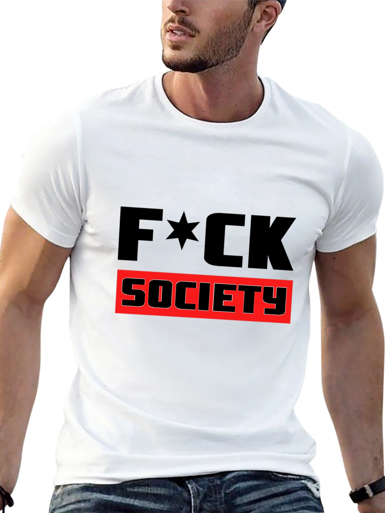 Edgy F*CK SOCIETY Graphic Print Black T-Shirt