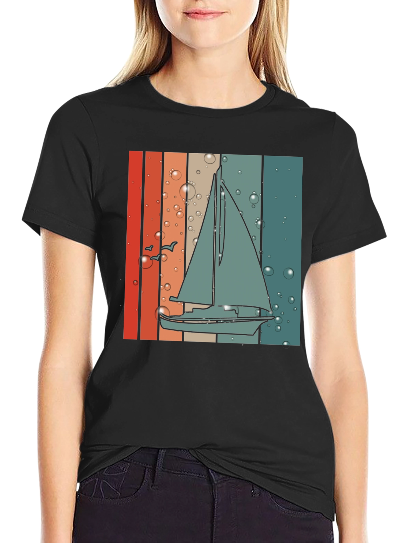 Retro Sailboat Graphic Tee - Coastal Vibes