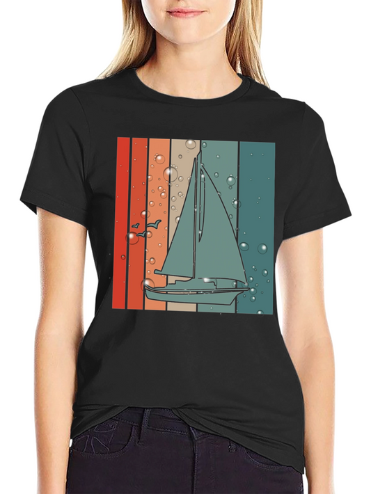Retro Sailboat Graphic Tee - Coastal Vibes