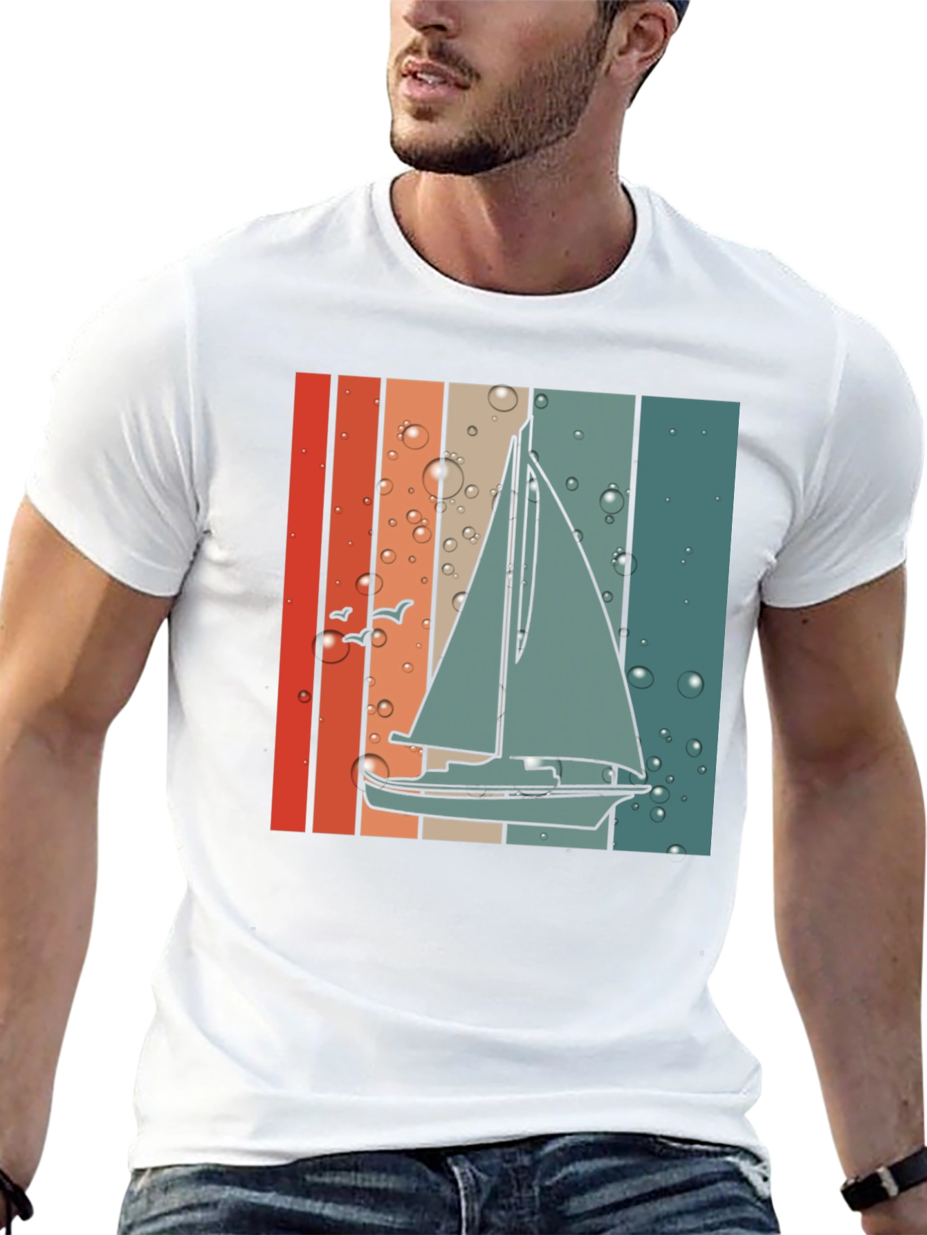 Retro Sailboat Graphic Tee - Coastal Vibes