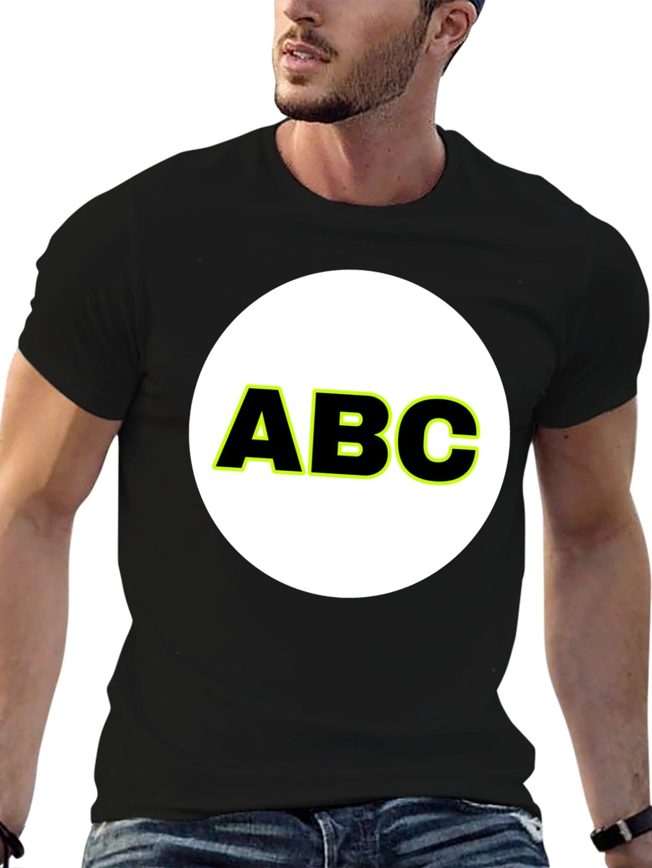 ABC Graphic Print Crew Neck T-Shirt