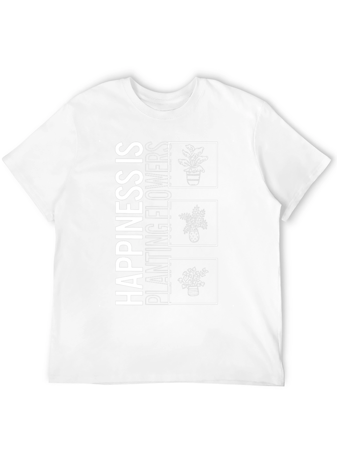 Happiness is Planting Flowers Black T-Shirt