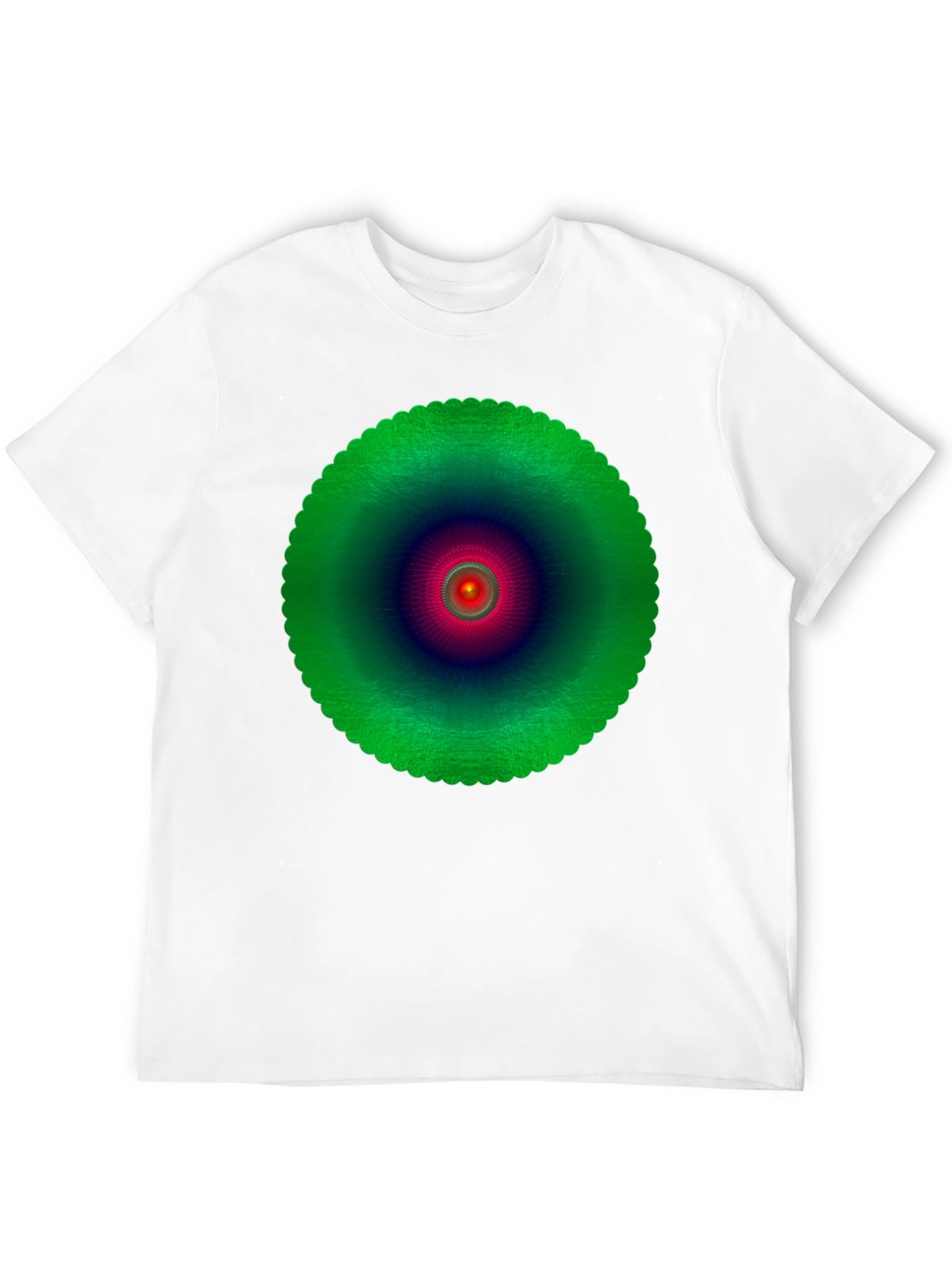 Abstract Green Mandala Graphic Black T-Shirt