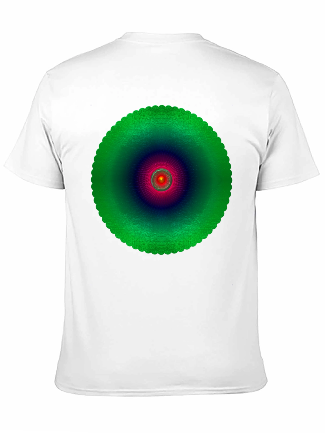 Abstract Green Mandala Graphic Black T-Shirt