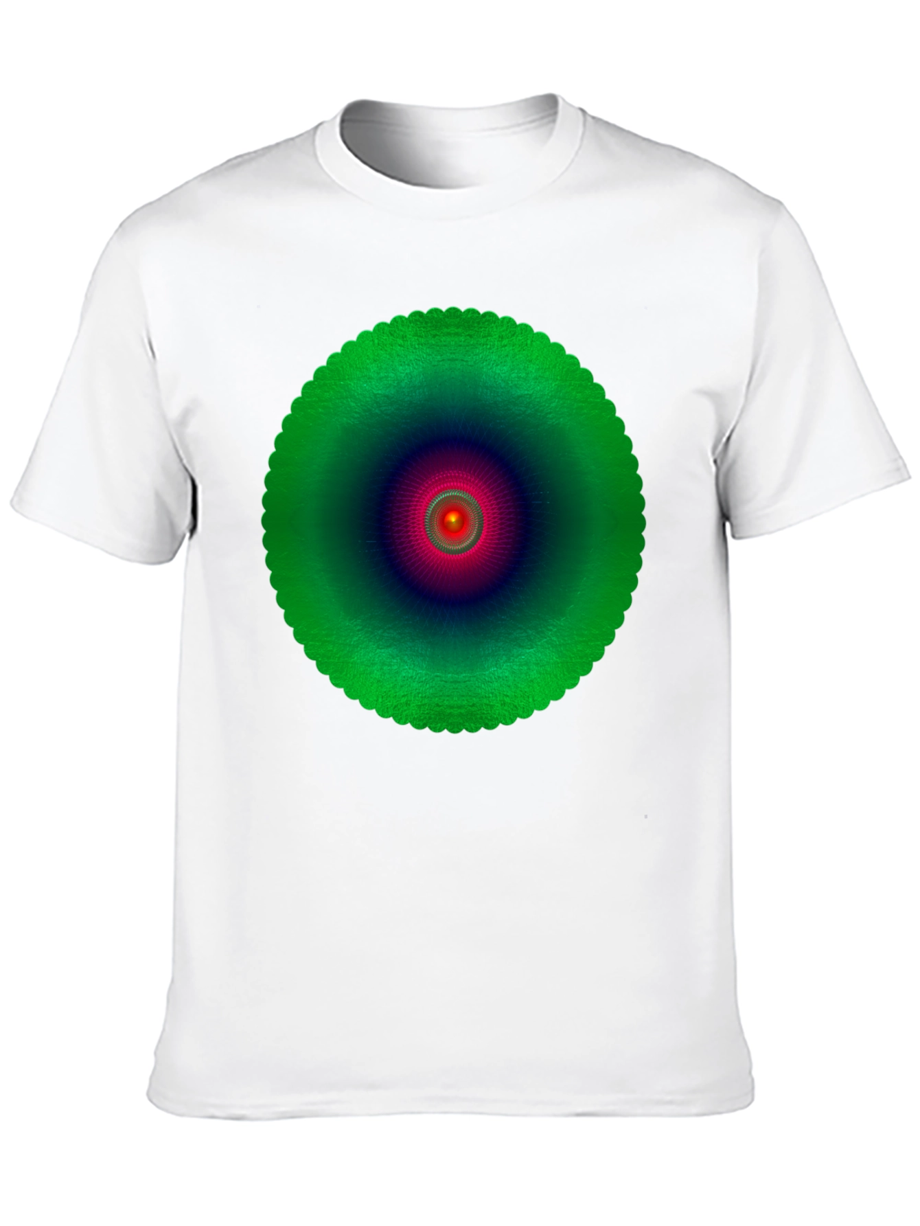 Abstract Green Mandala Graphic Black T-Shirt