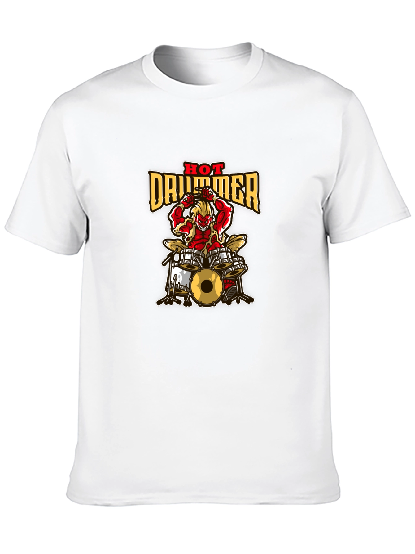 Hot Drummer Graphic Print Black T-Shirt