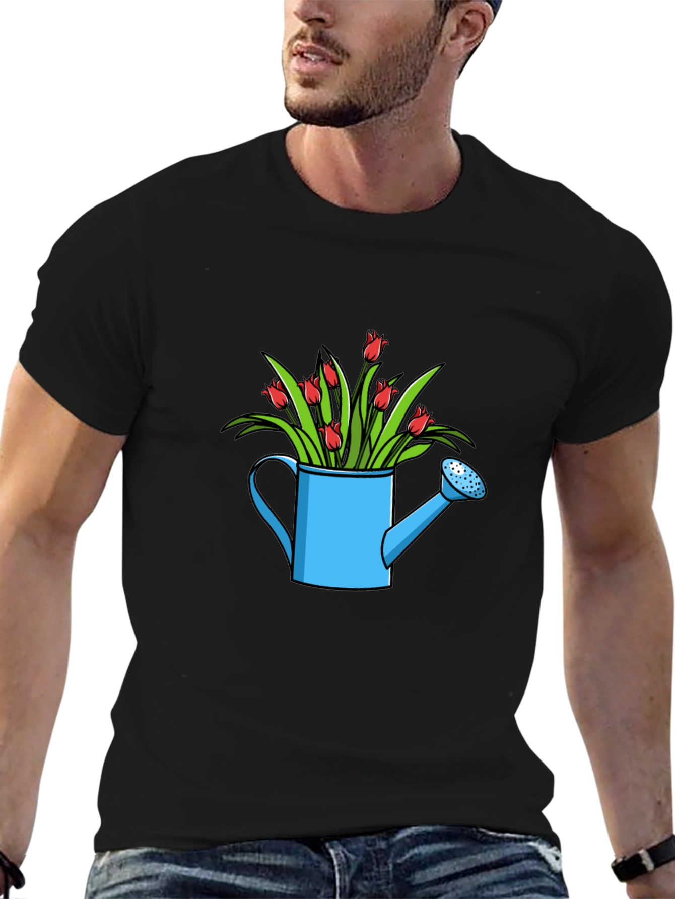 Watering Can with Flowers Graphic Tee