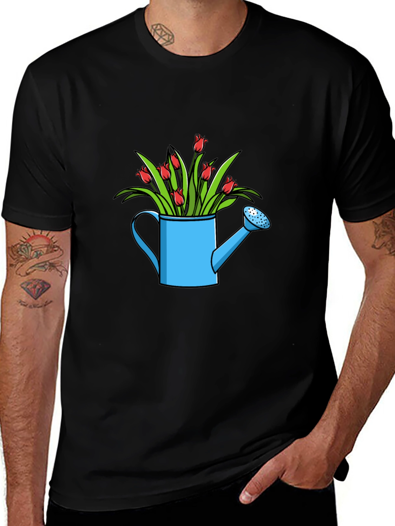 Watering Can with Flowers Graphic Tee