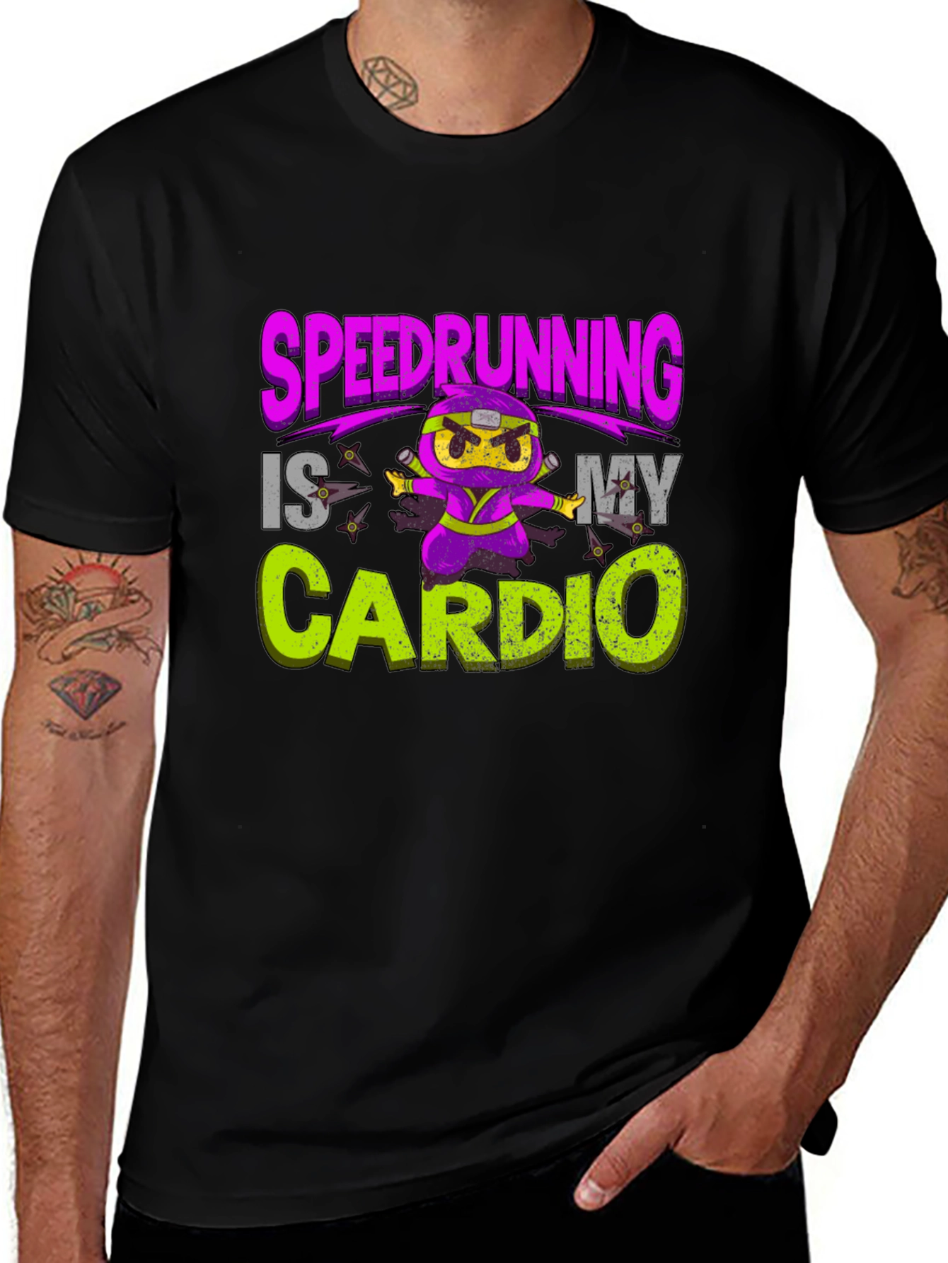 Speedrunning Is My Cardio Black T-Shirt