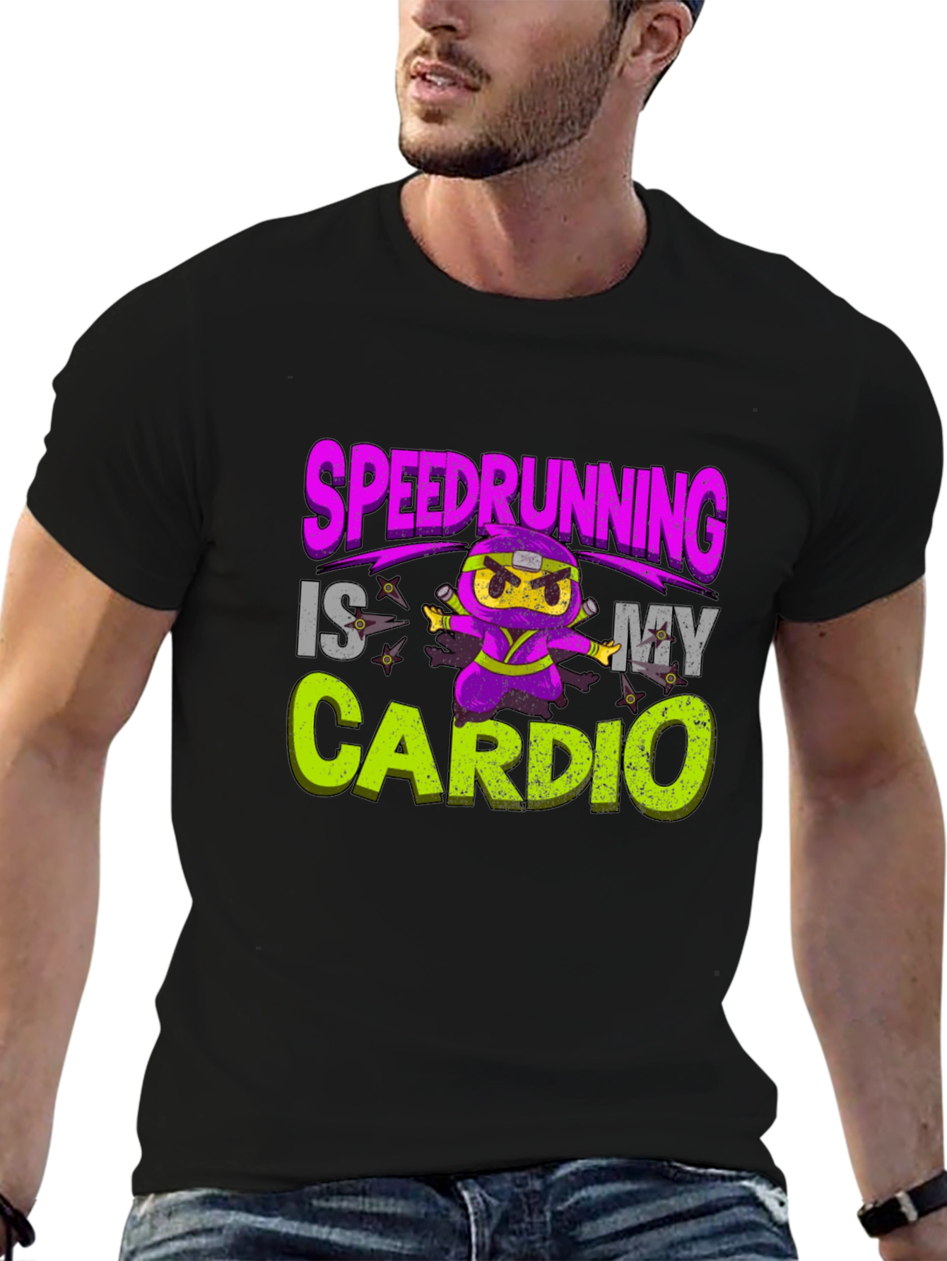 Speedrunning Is My Cardio Black T-Shirt