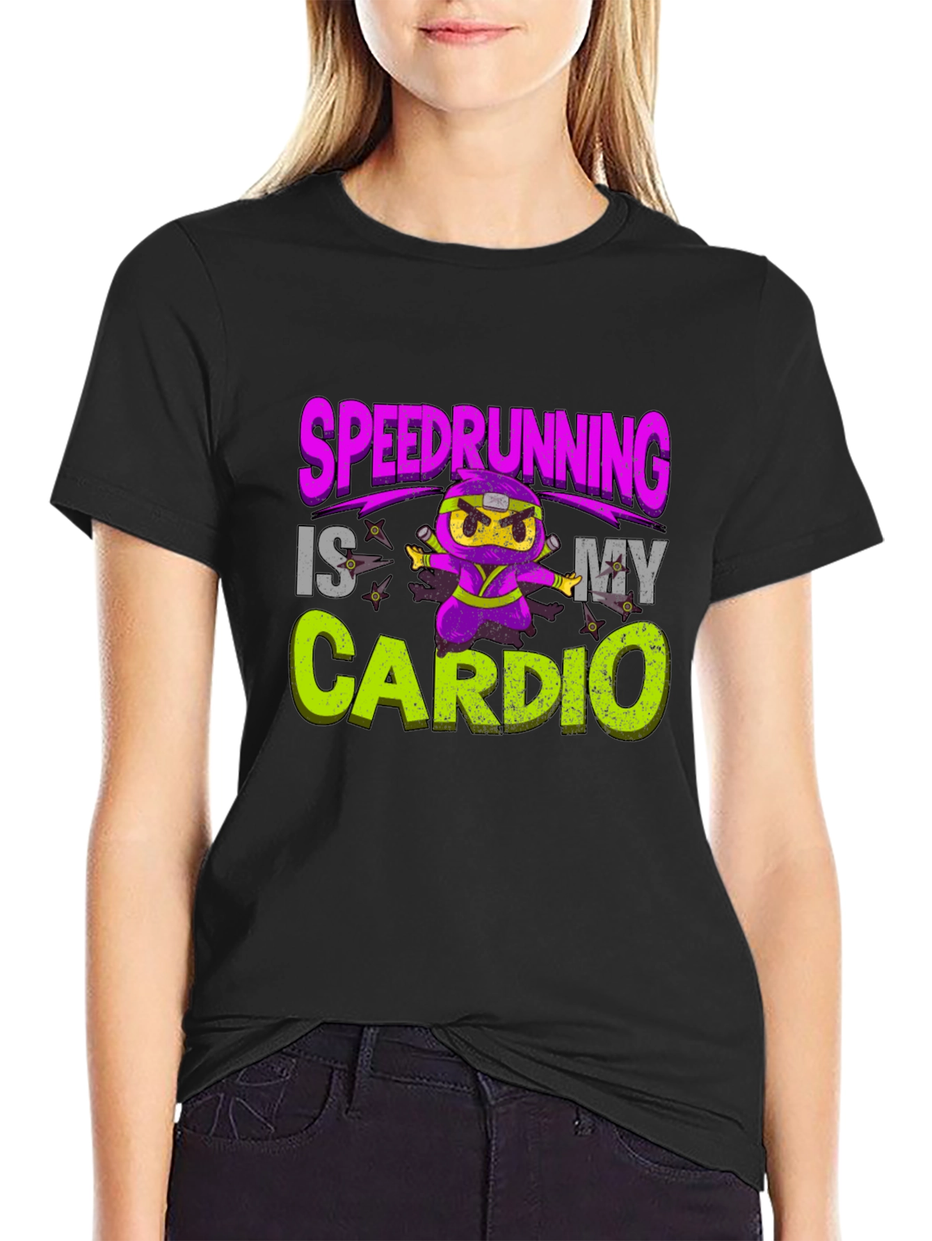 Speedrunning Is My Cardio Black T-Shirt