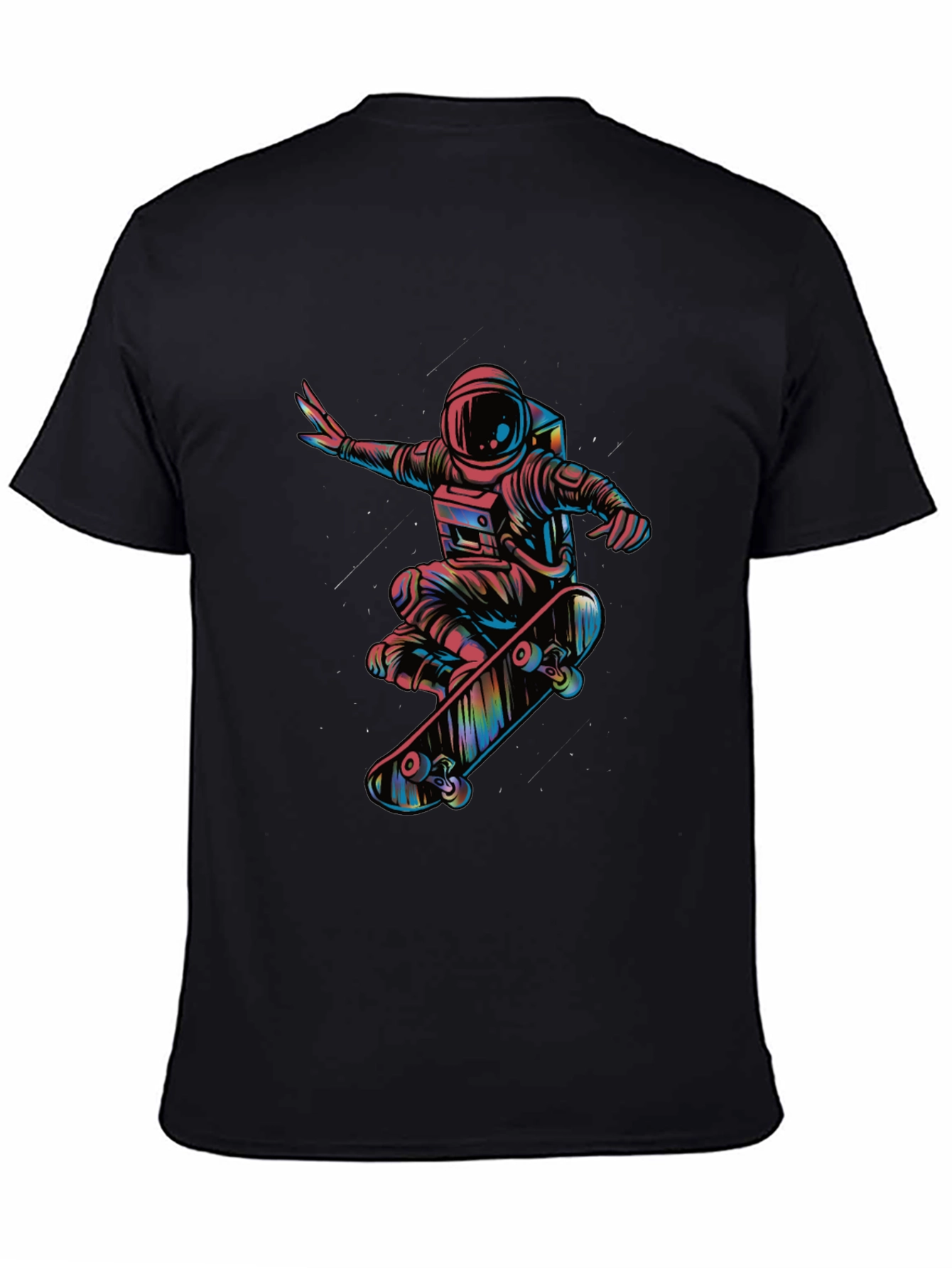 Skateboarding Astronaut Graphic Tee - Black