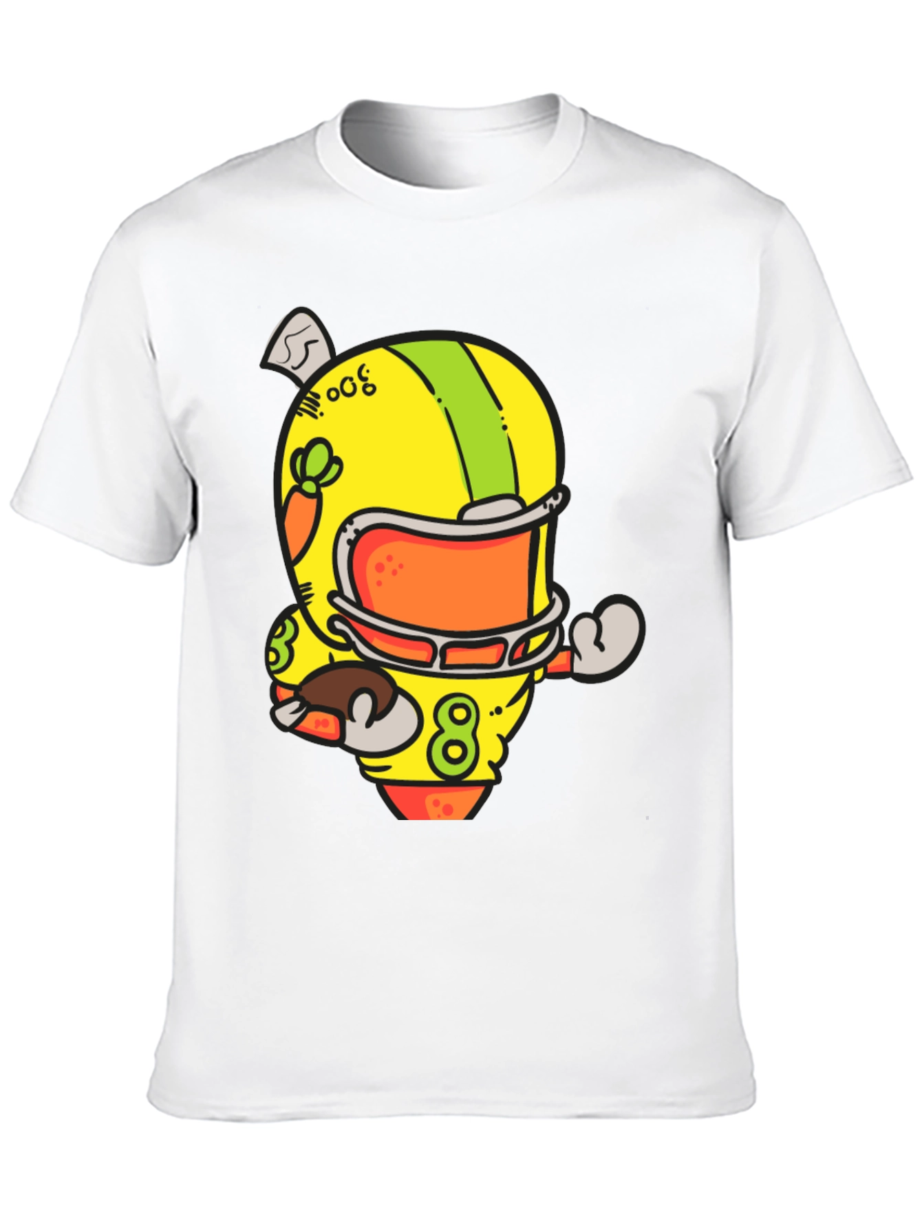 Cartoon Football Helmet Graphic T-Shirt
