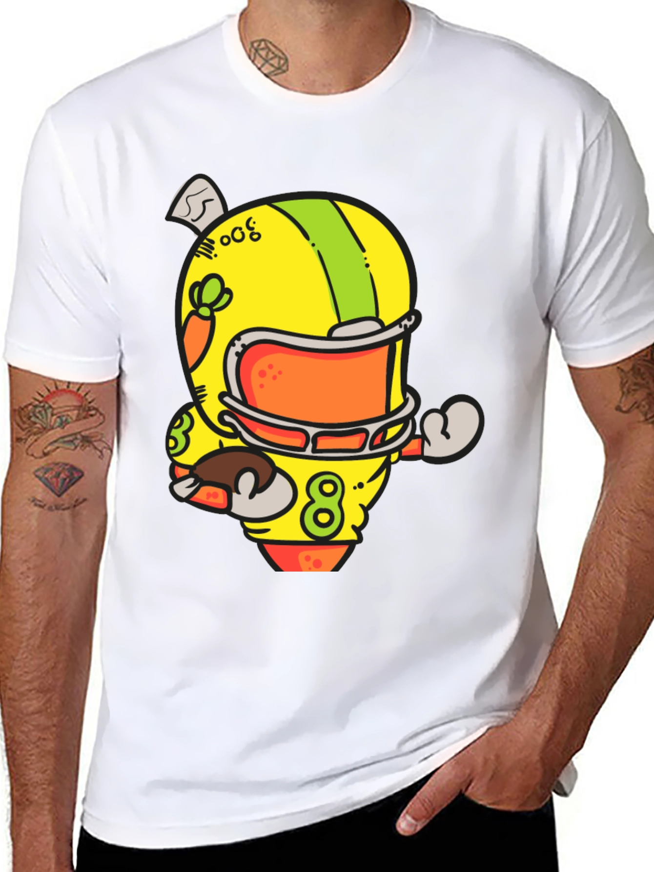 Cartoon Football Helmet Graphic T-Shirt
