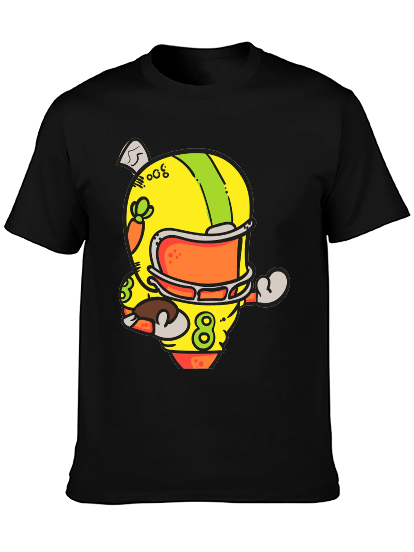 Cartoon Football Helmet Graphic T-Shirt