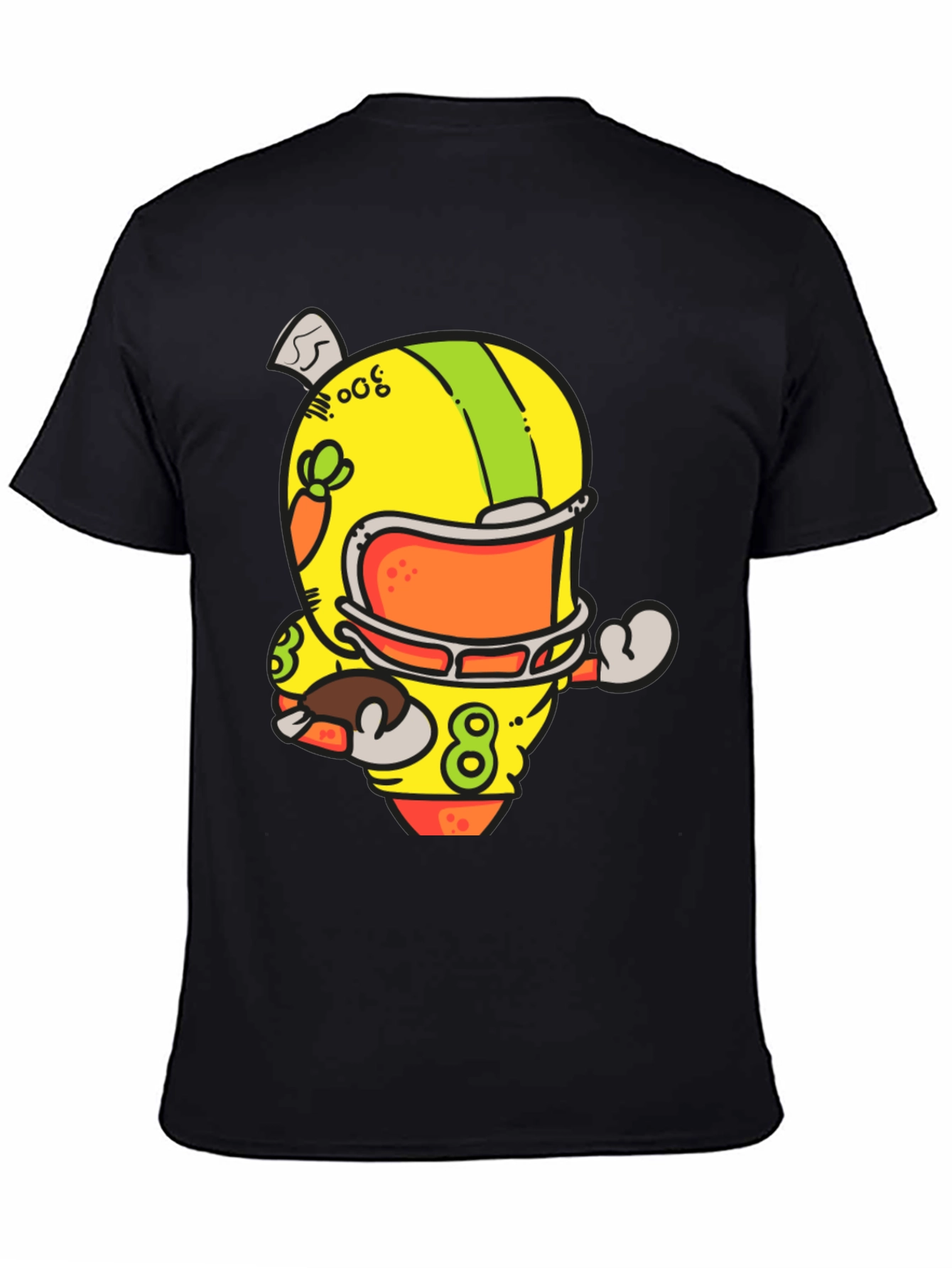 Cartoon Football Helmet Graphic T-Shirt
