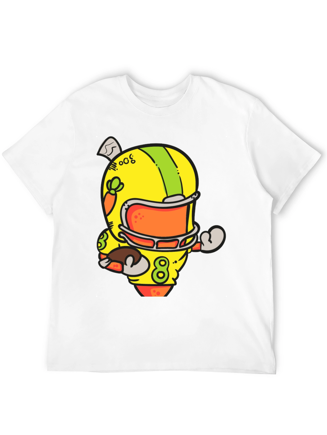 Cartoon Football Helmet Graphic T-Shirt