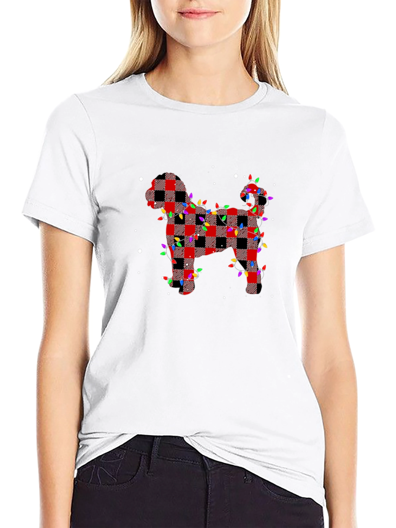 Plaid Dog Christmas Lights T-Shirt